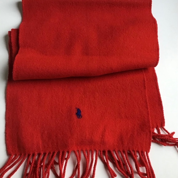 Polo Ralph Lauren solid red unisex 100 % wool  scarf  made in Scotland 🏴󠁧󠁢󠁳 - Picture 2 of 5
